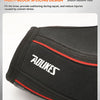 Black multi-block splicing knee sleeve with red trim shown from the side.