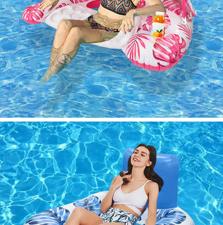 Striped Inflatable Pool Hammock for Adults