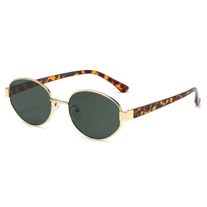 Retro Oval Metal Sunglasses with UV400 Protection