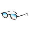 Vintage oval sunglasses with blue mirrored lenses and black frames