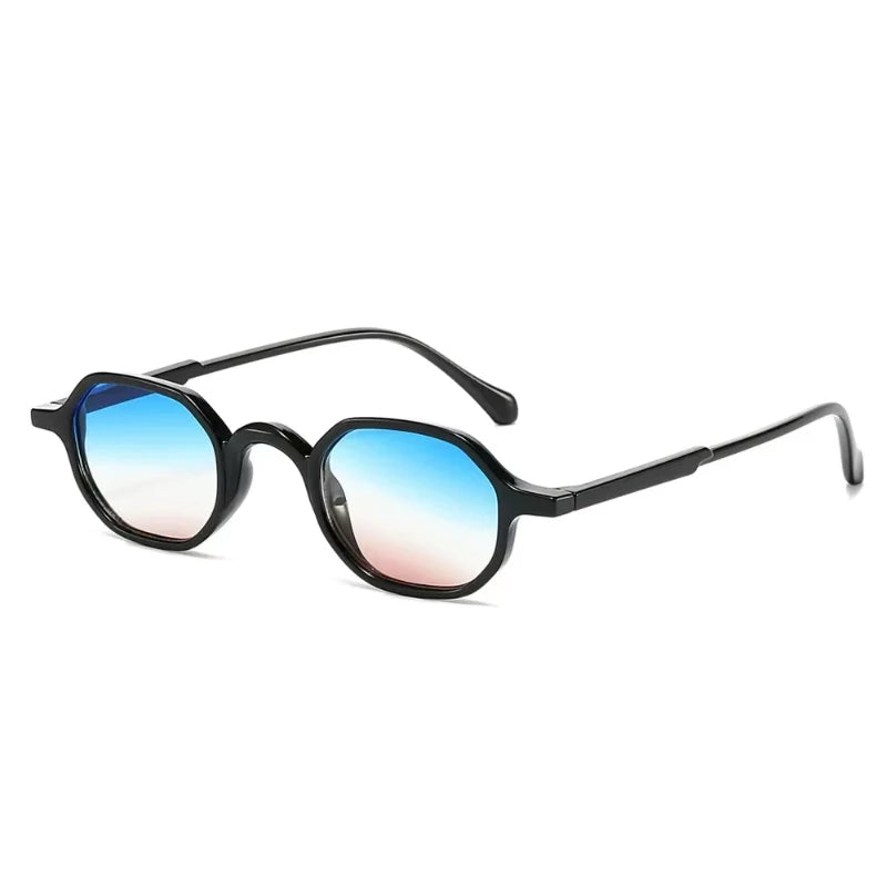 Vintage oval sunglasses with blue mirrored lenses and black frames