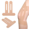 A set of ten kinesiology tapes in a tan color for knee pain relief