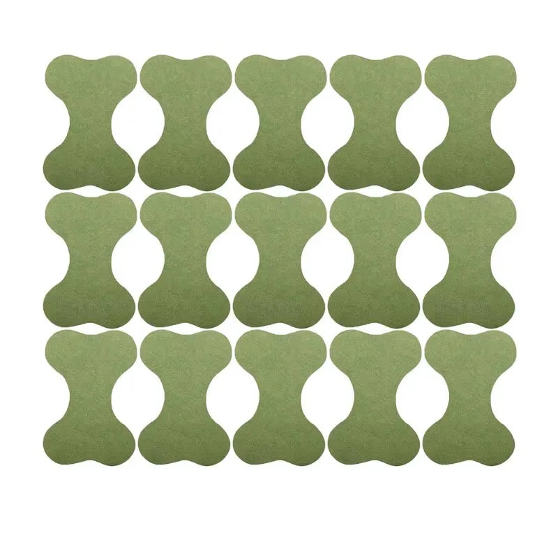 A grid of green acupuncture heat patches designed for knee relief.
