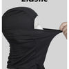 Black elastic balaclava face mask shown on a mannequin head.