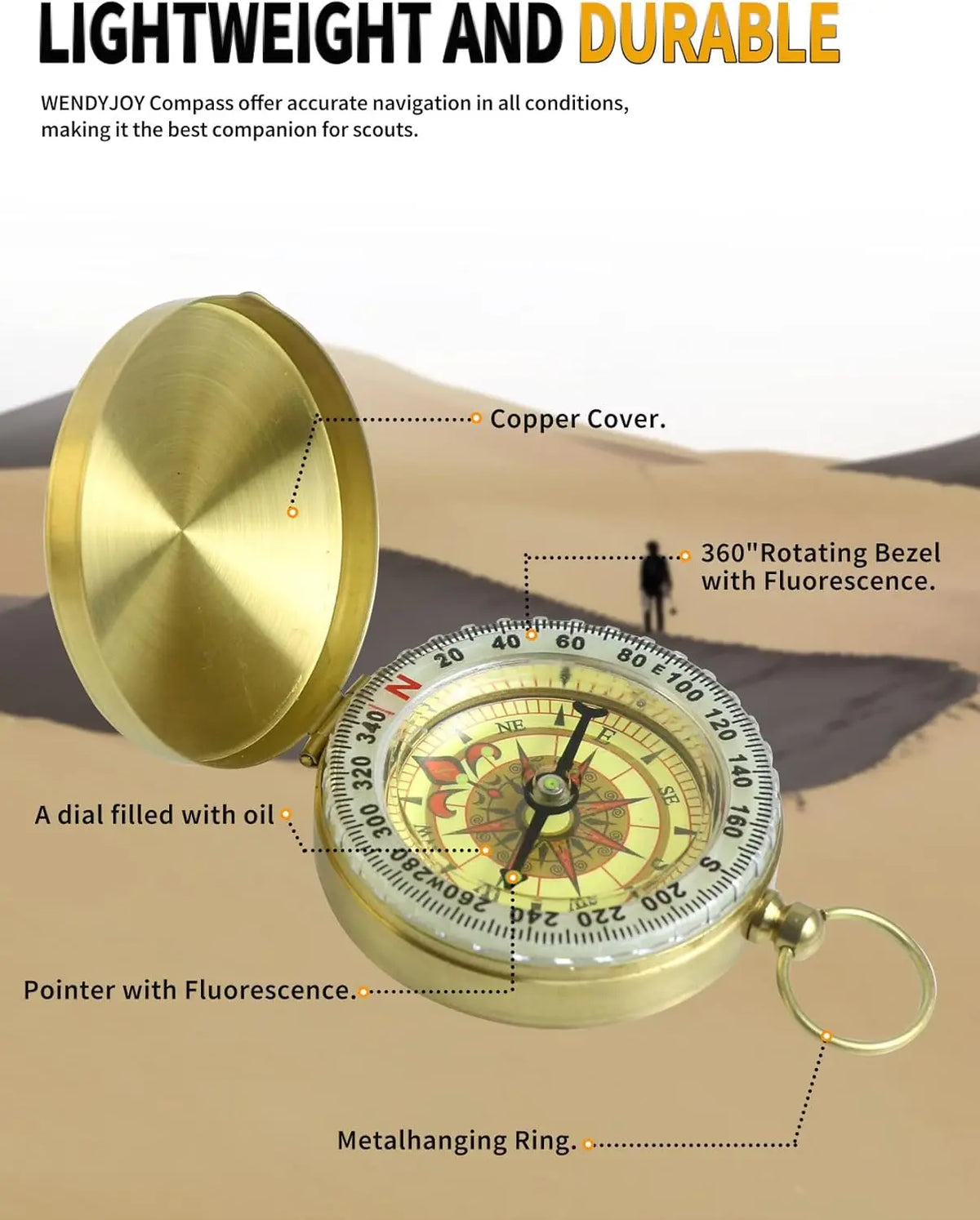 Vintage Brass Compass for Outdoor Navigation