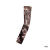 A dark brown reusable stretch tattoo arm sleeve featuring a Celtic cross design.