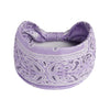 Lila weites Rand Baumwoll-Yoga-Stirnband mit aufwendiger Paisley-Stickerei