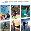 A collection of images showing various sports activities like basketball, football, tennis, cycling, running, and mountaineer