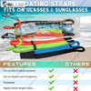 A collection of colorful floating eyewear straps designed to fit glasses and sunglasses.