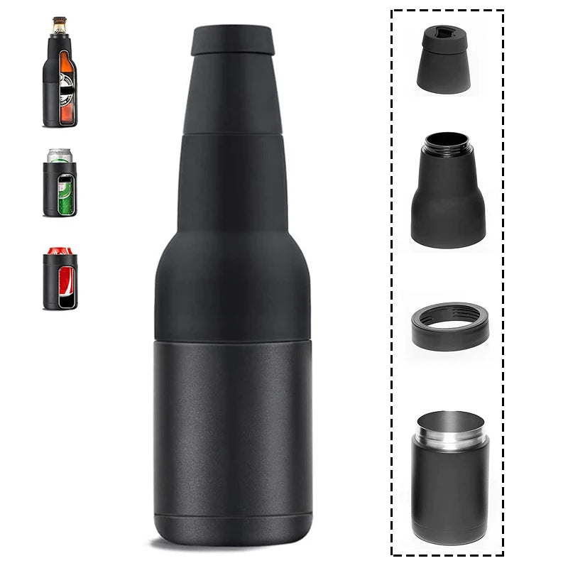 Réservoir isotherme en acier inoxydable noir pour stockage de bière et de boissons avec divers composants.