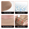 Close-up views of medical grade knee high compression stockings showing thick heel design, breathable fabric, non-slip beam m