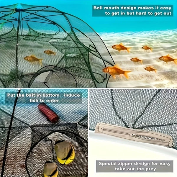Red de para pesca con diseño de cremallera especial para sacar la presa fácilmente.