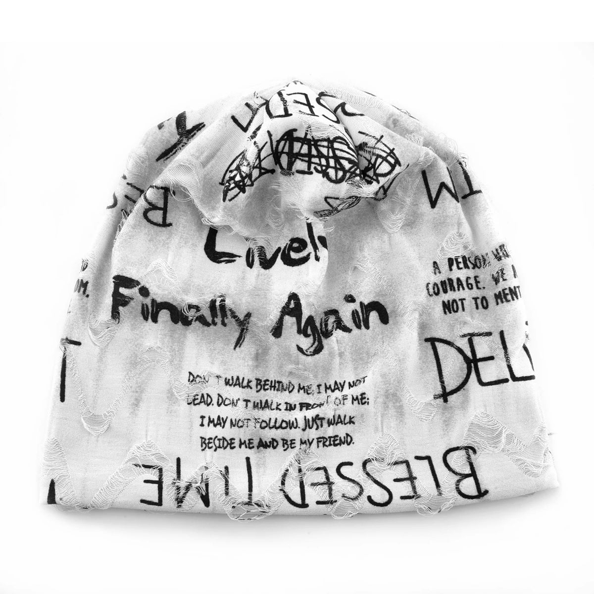 Vintage Letter Print Beanie Hat with Fleece Lining