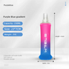 A purple blue gradient squeeze bottle with a pink cap and blue body, shown standing upright.