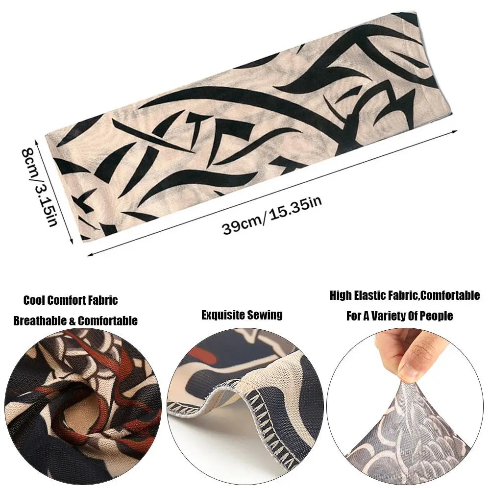 Cooling UV Protection Arm Sleeves with Tattoo Design