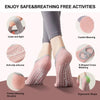 A person is wearing pink silicone anti-slip socks for safe and breathing free activities.