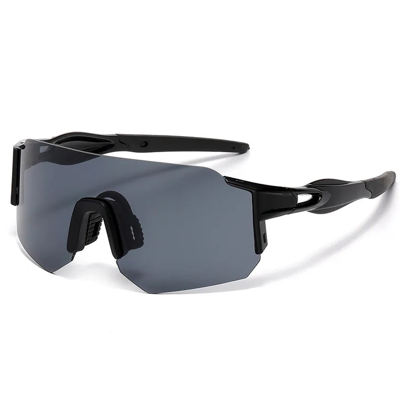 A pair of black adjustable square sunglasses with dark gray lenses shown against a white background.