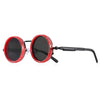 Lunettes de soleil polarisées à monture rouge, verres noirs et fonction d'atténuation réglable.