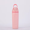 A pink stainless steel insulated fitness cup with a lid and straw is shown against a white background.