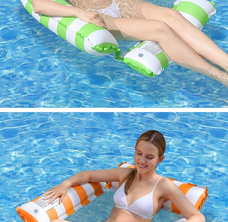 Striped Inflatable Pool Hammock for Adults