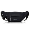 Black durable nylon waist bag for men with adjustable straps