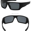 Black vintage rectangle sunglasses shown from the front and back.