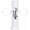 A white natural insect bite relief tool with a cylindrical body and circular openings.