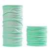 Light mint green seamless fabric headbands and balaclavas rolled up