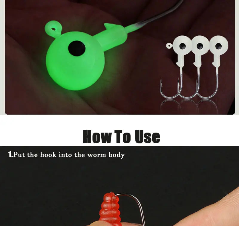 Colorful Fishing Jig Head Hooks with Soft Lure Compatibility