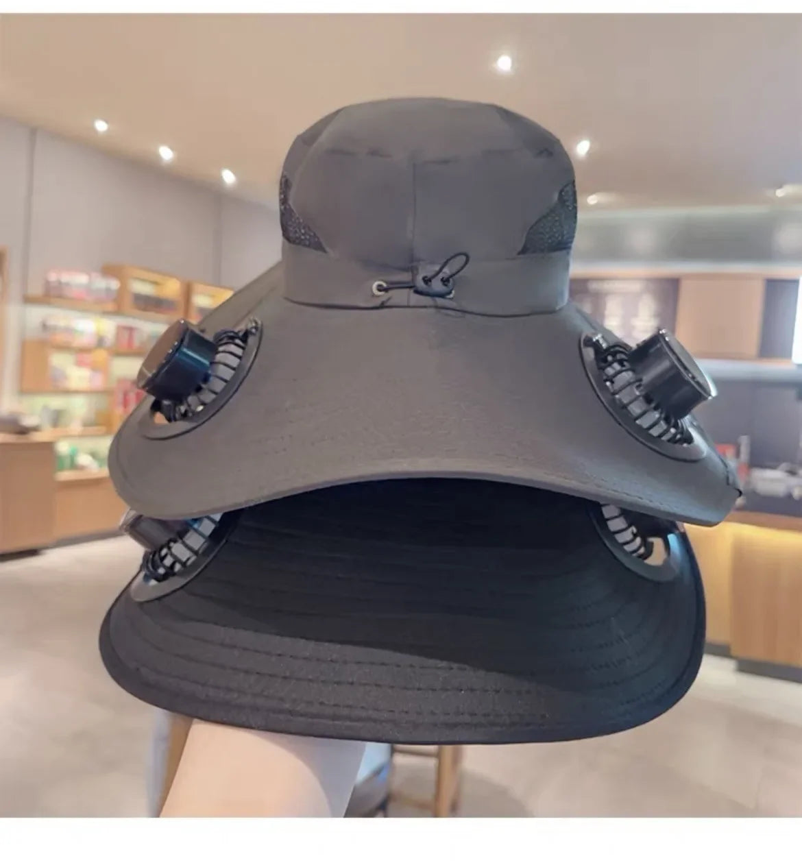 Solar-Powered Cooling Bucket Hat with USB Rechargeable Fan