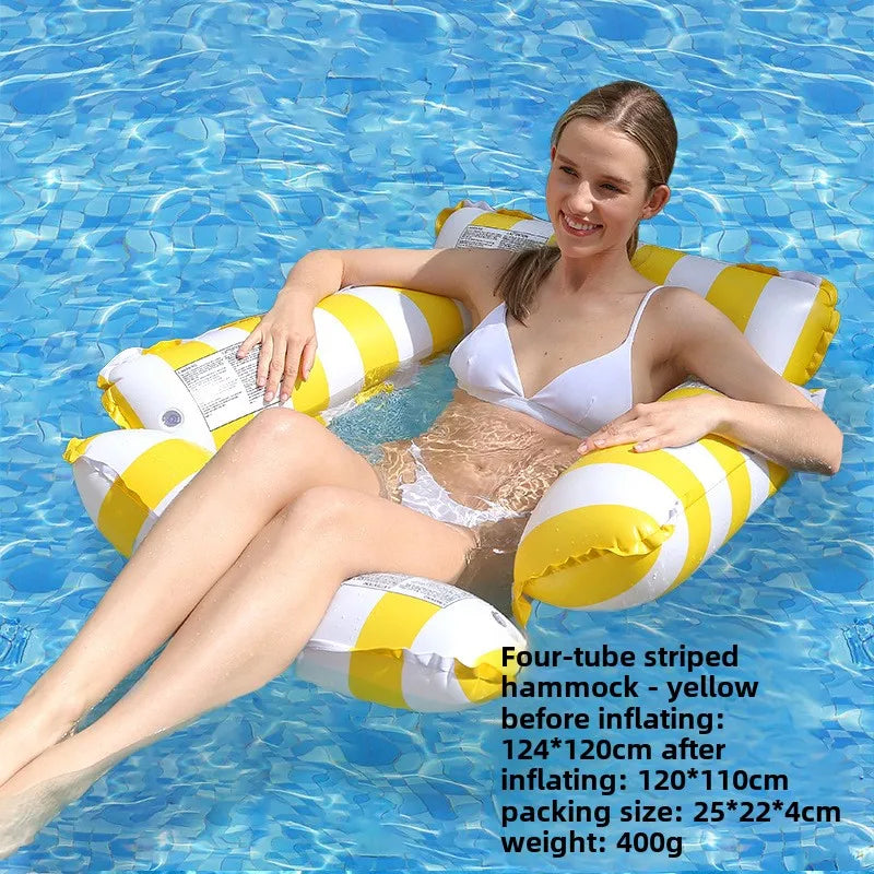 Striped Inflatable Pool Hammock for Adults