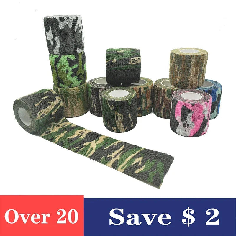 Rollos de vendas elásticas de camuflaje en varios patrones verdes y marrones para deportes y caza