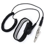 Black adjustable ESD wrist strap with a metal clip for electronics safety