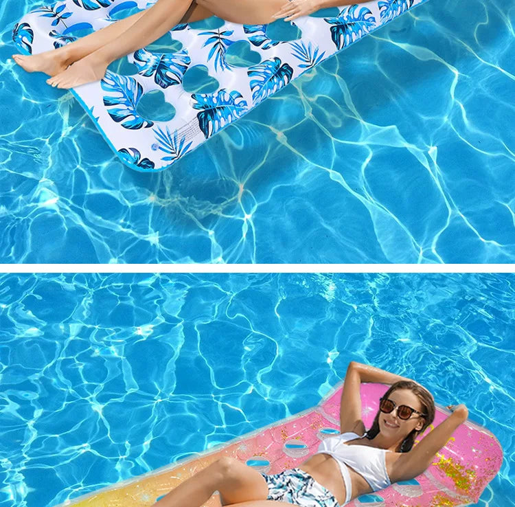 Striped Inflatable Pool Hammock for Adults