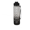 Black insulated sports water bottle with time markers on the side