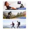 A collage showing various fitness activities including dumbbell training, cycling, and mountaineering.
