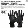 A pair of black waterproof and windproof winter gloves shown against a white background.
