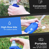 Hands hold a blue silicone water bottle demonstrating its convenient design and high-flow bite for outdoor sports.