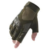 A close-up view of olive green tactical anti-slip outdoor gloves for climbing and cycling.