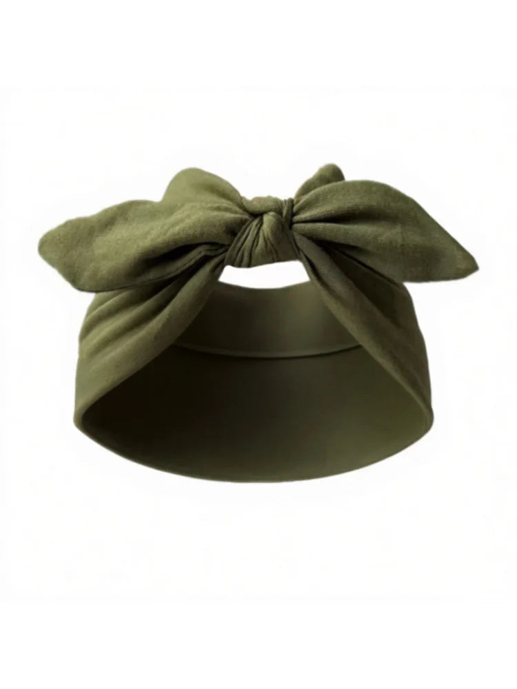 Bandeau élastique vert olive noué en nœud