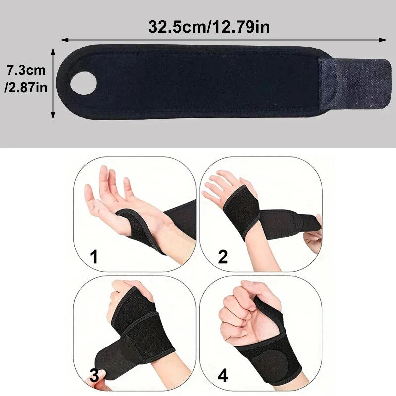 Schwarze, verstellbare Armbandage in vier verschiedenen Anwendungsstellungen.