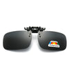 A pair of black polarized driving sunglasses with a black frame and a multicolored polarization logo.
