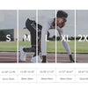 A series of images showing a person wearing an elastic knee brace in various sizes, demonstrating the fit and usage.