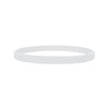 A plain white silicone wristband shown from the top view.