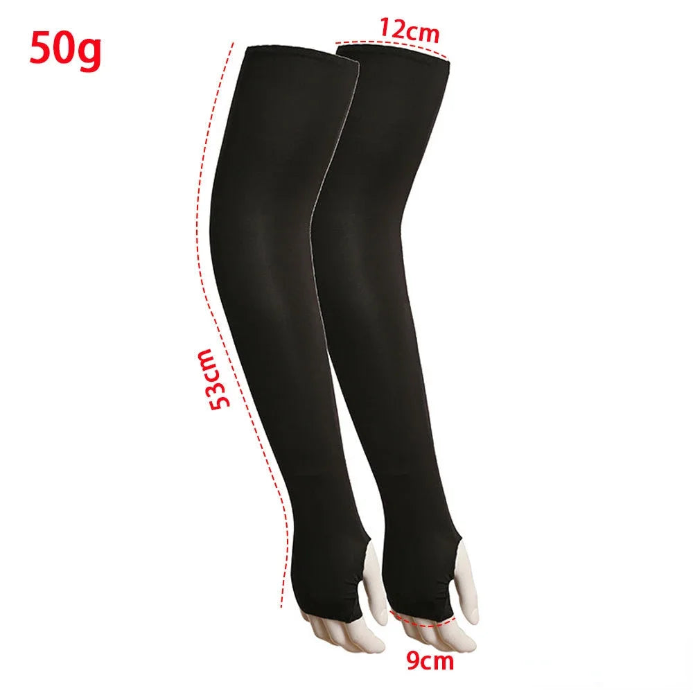 Schwarze Cooling-Arm-Sleeves mit Maßen für ein 50g Produkt