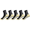 Set schwarze sportliche Grip-Socken mit weißen Sohlen und strukturierten Mustern.