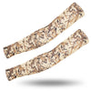 A pair of camouflage tactical arm sleeves for outdoor sports, shown diagonally.