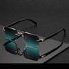 Vintage Rectangle Rimless Sunglasses with UV400 Protection