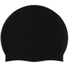 A black waterproof silicone swim cap shown from the top view.