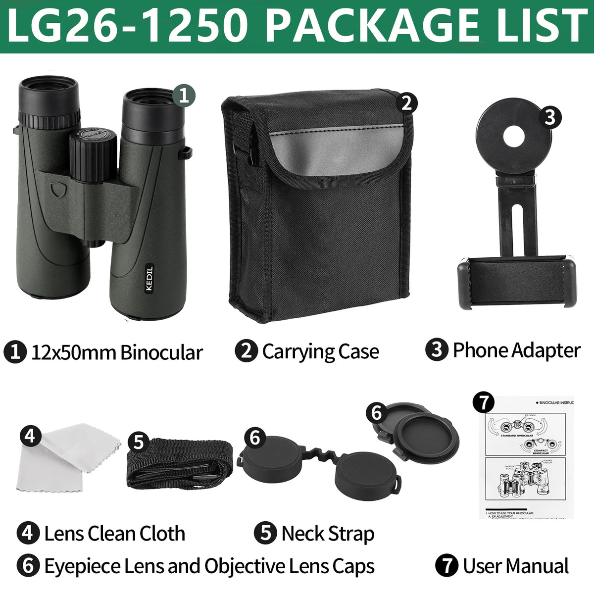 12x50 ED Professional Binoculars with Phone Adapter